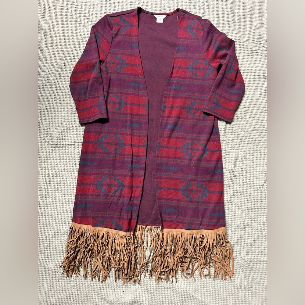 Ariat Cardigan with Fringe and Southwestern Print- size small